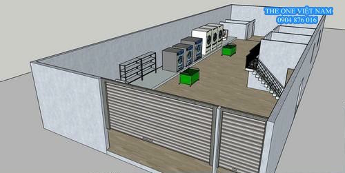 Thiết kế 3D bố trí thiết bị toàn bộ xưởng giặt là công nghiệp